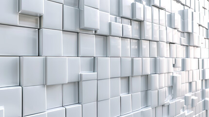 White Square Wall Background with Tiles Futuristic Design