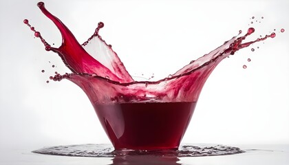 Hibiscus (Roselle, jamaica) juice splash isolated on white background. - obrazy, fototapety, plakaty