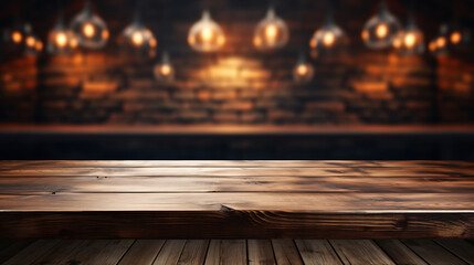 Empty wooden table for placing products