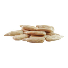Close up of peeled sunflower seeds isolated transparent
