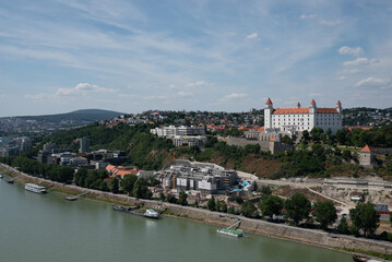 Fototapeta na wymiar Slovakia, Bratislava castle view over Danube river.