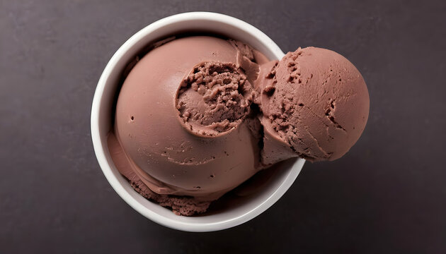 Single Scoop of Rich Chocolate Ice Cream top view