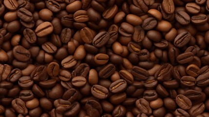 Fototapeta premium Roasted brown coffee beans background wallpaper
