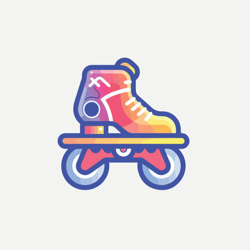 Roller skates in cartoon, doodle style. Image for t-shirt, web, mobile apps and ui. Isolated 2d vector illustration in logo, icon, sketch style, Eps 10. AI Generative