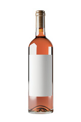 Rose wine bottle with blank label mockup