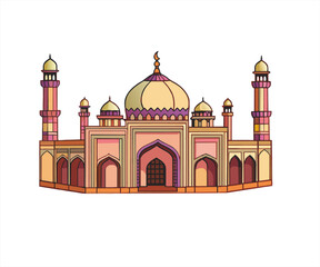 mosque cartoon illustration logo