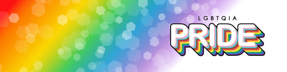 LGBTQIA Pride with Progression Pride Flag Colours. Rainbow Gradient with Bokeh. Vector illustration for banner and Background