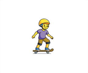 kids playing skateboard cartoon illustration