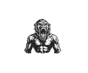Fototapeta premium handrawn monkey angry logo illustration