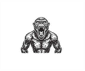 handrawn monkey angry logo illustration