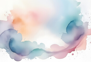 Abstract blue and pink soft and subtle watercolor clouds in pastel colorful gradation background with copy space.