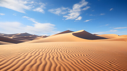 Golden Sands and Long Shadows - The Majestic Solitude of the Desert Landscape