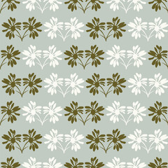 Modern botanical minimal wildflower vector pattern. Summer gender neutral pressed flower silhouette background. Simple nature floral paper cut out wallpaper for wedding, hedgerow decor repeat tile.