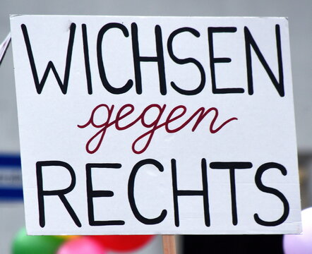 Schild auf einer Demo: "Wichsen gegen Rechts"