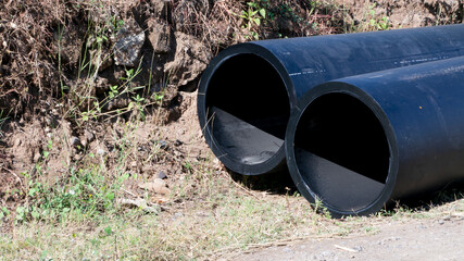 Clean water distribution pipes from the mountains will usually be planted along the side of the...
