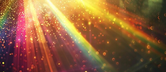 Rendering rainbow sparkly overlay flare texture background. AI generated image