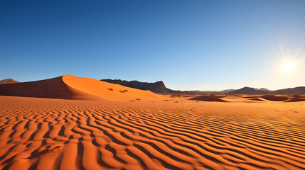 Fototapeta na wymiar Golden Sands and Long Shadows - The Majestic Solitude of the Desert Landscape