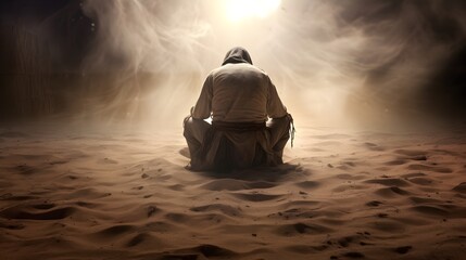 Prayer During Ramadan Surrounded By Dust