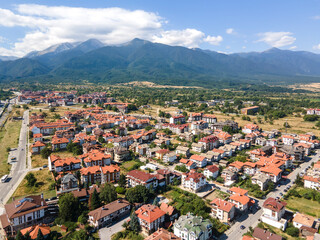 Fototapeta na wymiar Aerial view of famous ski resort of Bansko, Bulgaria