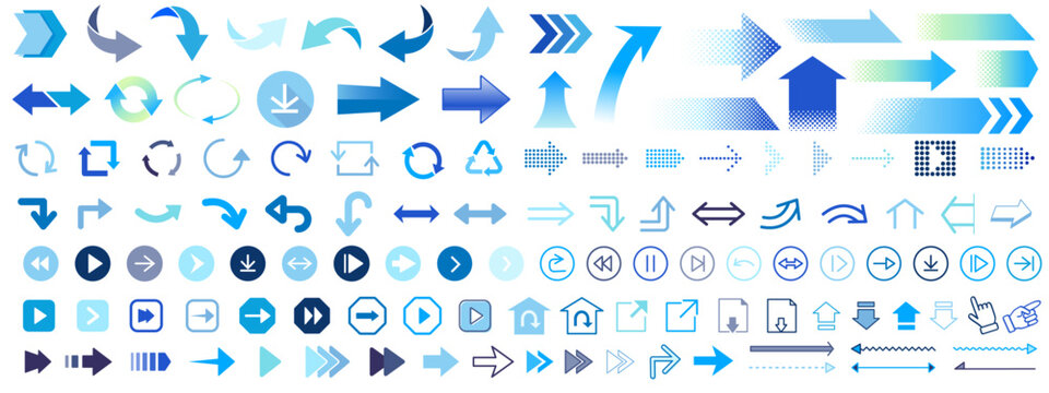 ブルーの矢印アイコンセット（やじるし）