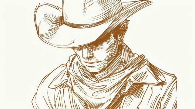 drawing of a cowboy with a hat