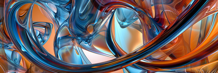 psychedelic blue orange and red swirling abstract wallpaper, generative AI