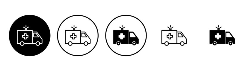 Ambulance icon set. ambulance truck icon vector. ambulance car