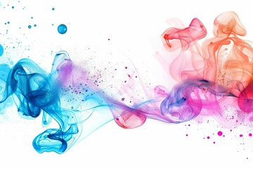 Abstract artistic composition with colorful liquid circles flowing and intertwining Set against a clean white background