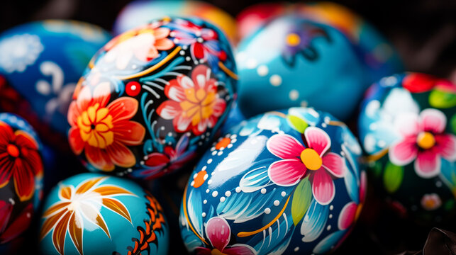 Colorful Hand-Painted Easter Eggs
