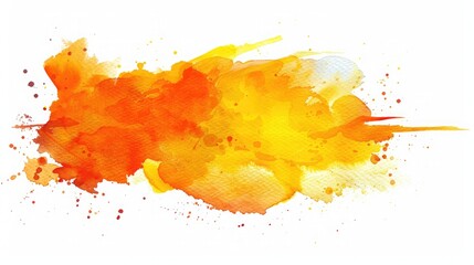 Color, yellow - orange splash watercolor hand painted isolated on white background, artistic decoration or background