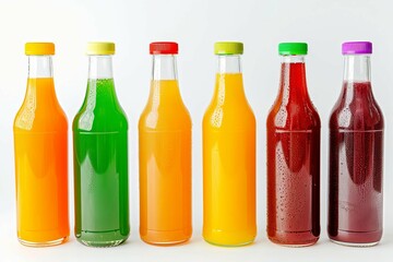 Collection of natural juice bottles Showcasing variety and health. isolated on white Perfect for clean eating Wellness And nutritional content.