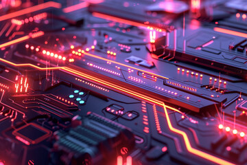 Obraz premium Close Up of Computer Circuit Board