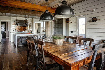 Kitchen With Wooden Table and Chairs