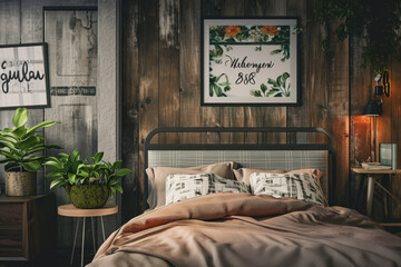 Wooden-Walled Bedroom With Bed