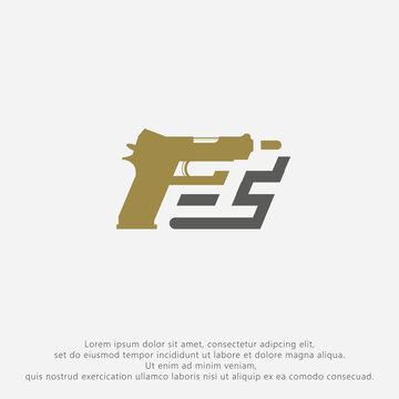 under bond fire gun sustainable.
flat logo concept Military and Weapon Design vector illustration.