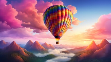 Obraz premium View of a hot air balloon tourist attraction in a clear blue sky