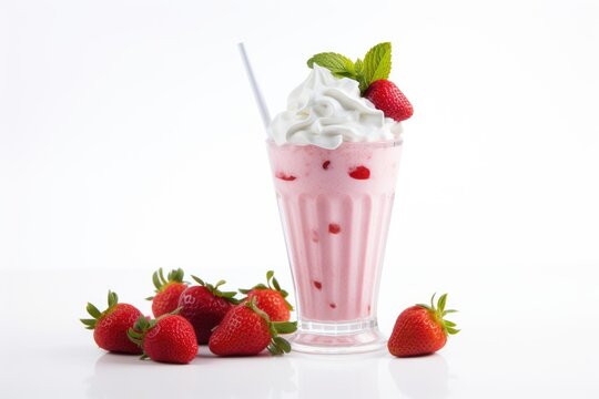 Snappy Strawberry Shortcake Shake , white background.