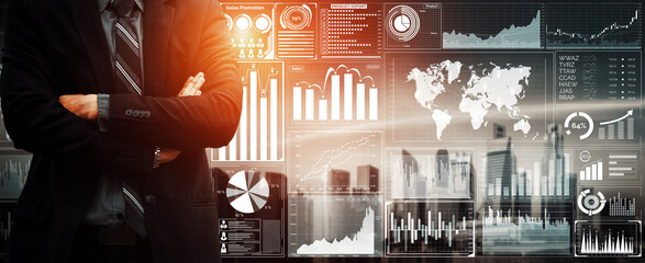 Data Analysis for Business and Finance Concept. Graphic interface showing future computer...