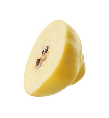 Piece of fresh ripe quince isolated on white