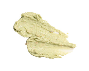 Smears of tasty nut butter isolated on white, top view