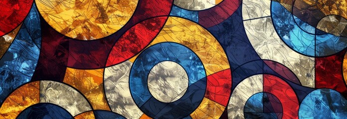 abstract geometric circle background in the style of interlocking shapes Generative AI - obrazy, fototapety, plakaty