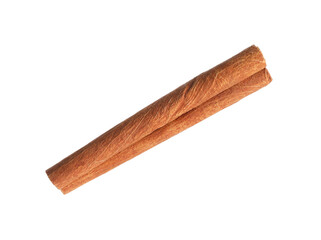 One aromatic cinnamon stick isolated on white