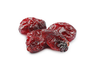 Dried cranberries isolated on white. Tasty berries