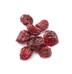 Tasty dried cranberries isolated on white, top view