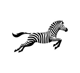 Fototapeta na wymiar zebra simple logo icon vector horse minimal negative space