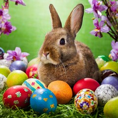 easter bunny and easter eggs