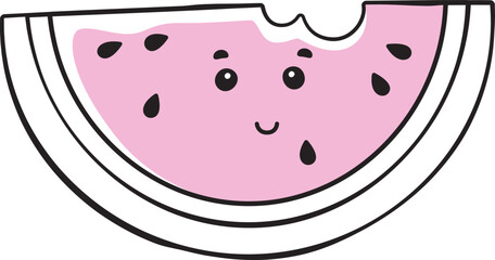 Watermelon Slice Character Doodle