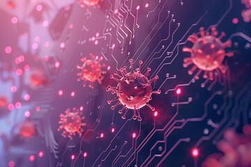 A closeup of computer viruses - obrazy, fototapety, plakaty