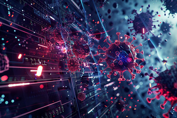A closeup of computer viruses - obrazy, fototapety, plakaty