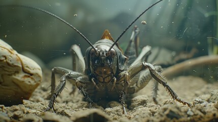 Crickets, flying insects in Thailand Lives in the basement with big hands to dig the dirt.